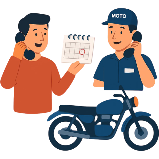 電話で内容確認と日程調整を行うイメージ